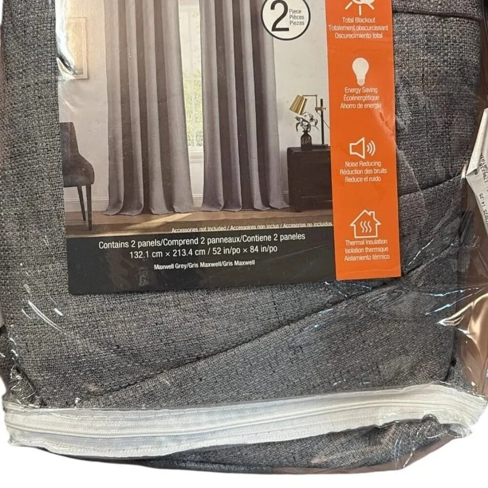 SunBlk Total Blackout Curtains 52 x 84 In. 2 Panels Kinsley Taupe